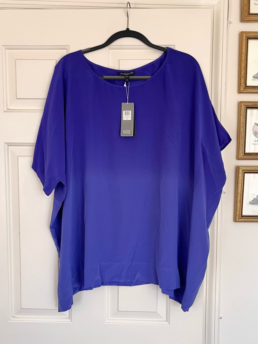Eileen Fisher Blue Gradient Silk Top Size 3X